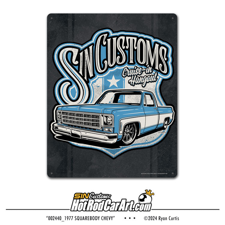 1977 Squarebody Chevy   -- Metal Print Sign