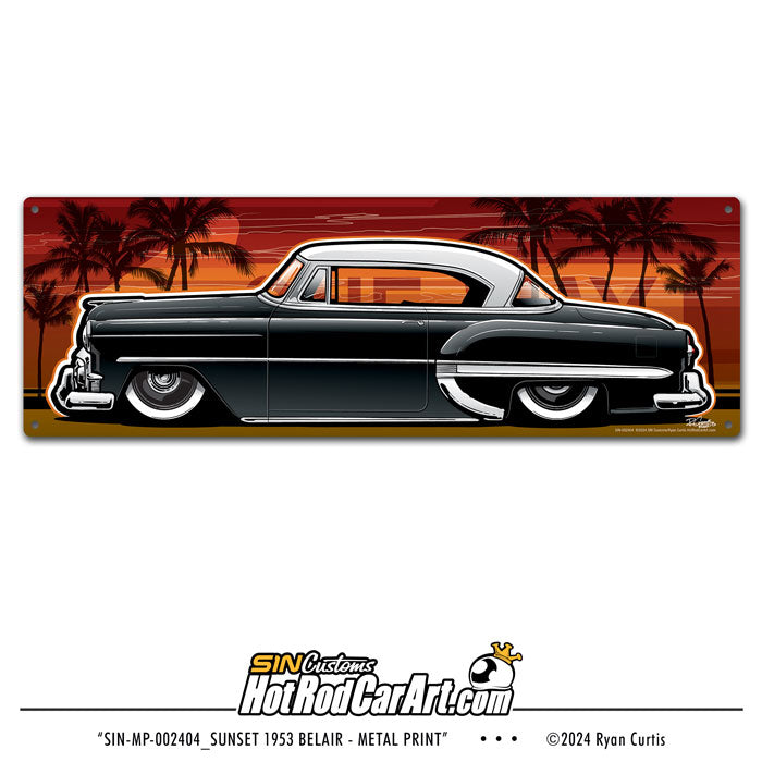 Sunset 1953 Belair -- Metal Print Sign