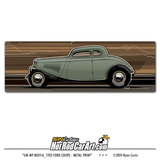 1933 Ford Coupe -- Metal Print Sign