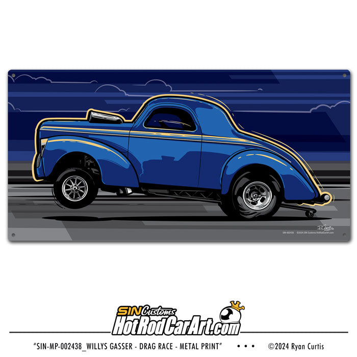 Willys Gasser Drag Race  - Metal Print
