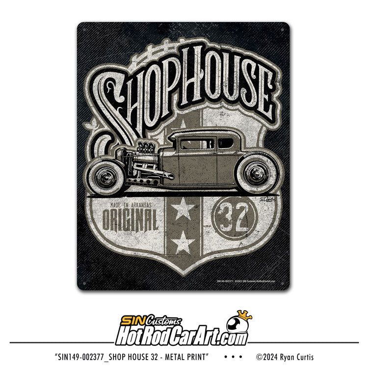 Shophouse 32 - Metal Sign – SIN Customs - HotRodCarArt.com