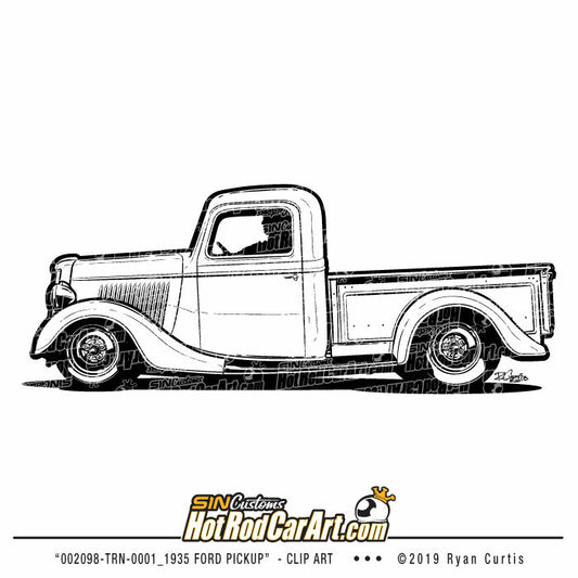 002098-TRN-0001_1935 Ford Pickup - Clip Art