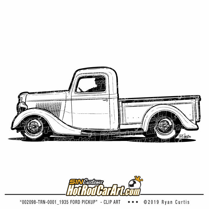 002098-TRN-0001_1935 Ford Pickup - Clip Art
