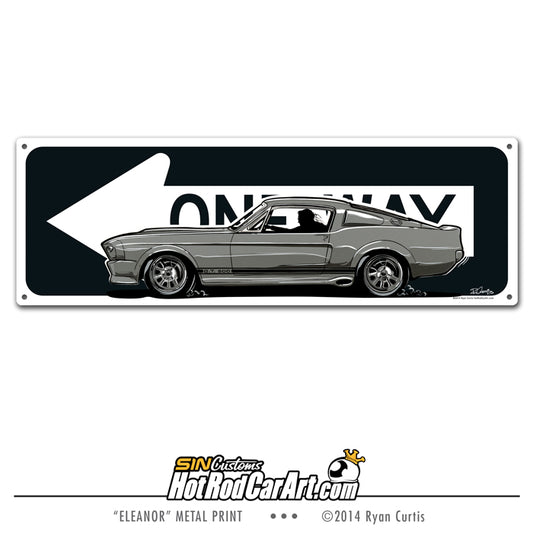 Eleanor One Way - 1967 Shelby Mustang Metal Street Sign