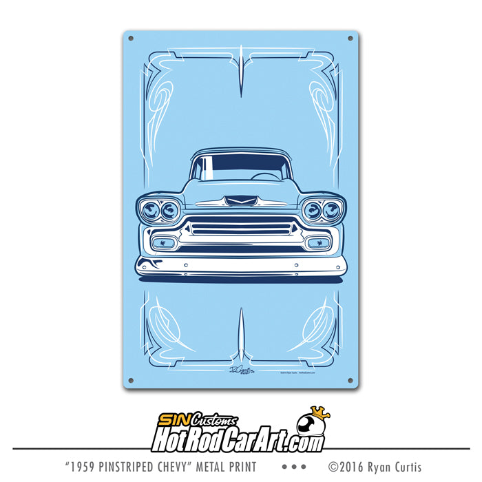 1959 Pinstriped Chevy - Metal Print