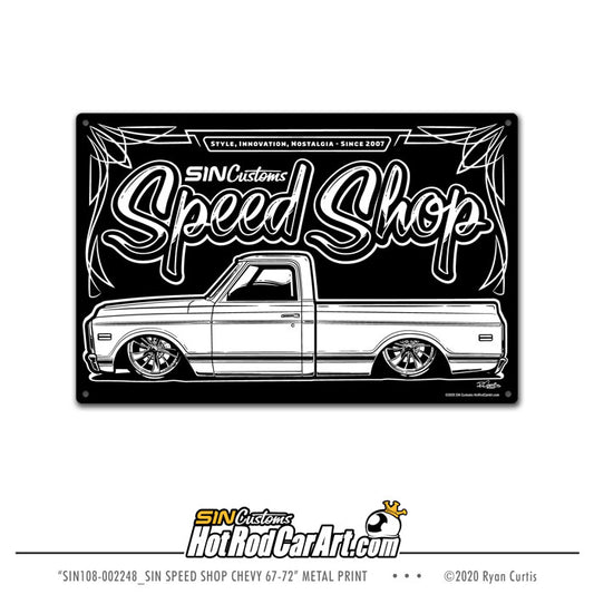 Speed Shop Chevy 67-72 - Metal Sign Print