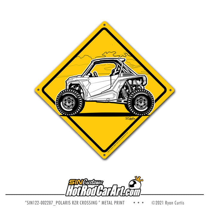 Polaris RZR Crossing - Metal Street Sign