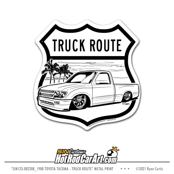 1988 Toyota Tacoma - Truck Route - Metal Street Sign