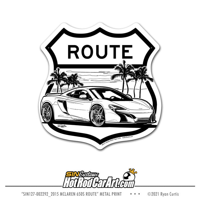 2015 McLaren 650s Route Shield - Metal Street Sign