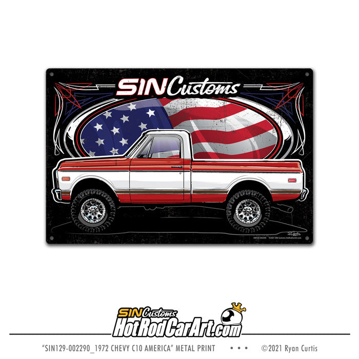 Lifted 1972 Chevy C10 Speed Shop - Metal Sign Print