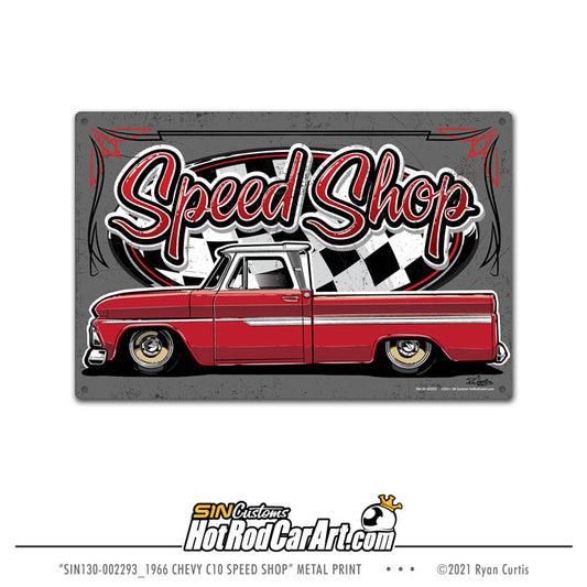1966 Chevy C10  Speed Shop - Metal Sign Print