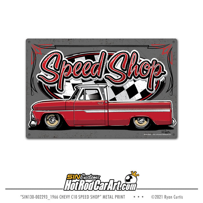 1966 Chevy C10 Speed Shop - Metal Sign Print