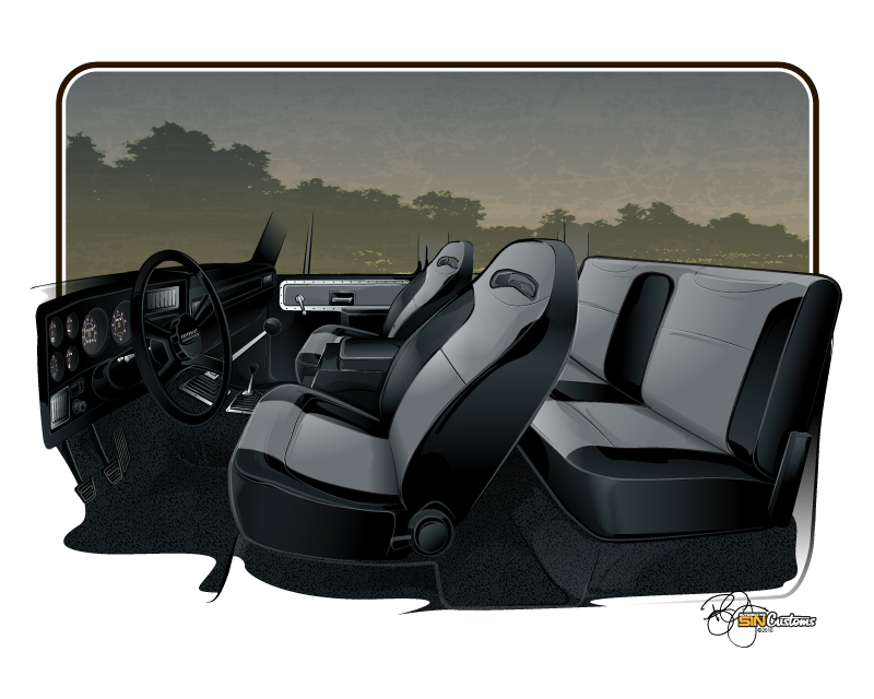 Vehicle Rendering - 1977 Chevy Crew Cab – Interior Concept