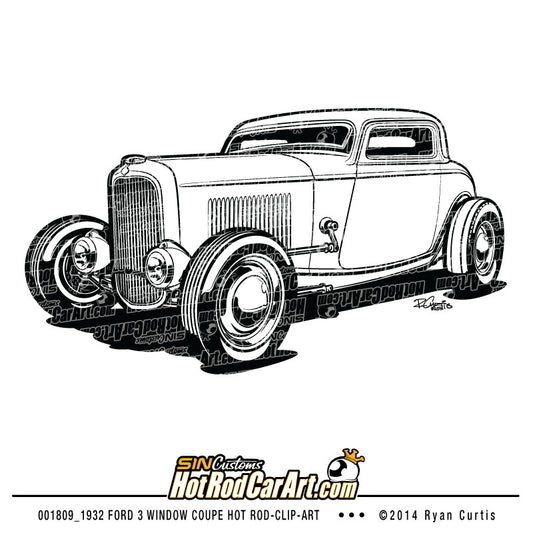 001809_1932 Ford 3 Window Coupe Hot Rod_Clip Art