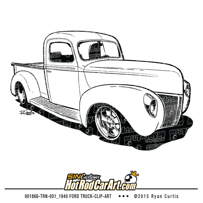 001866-TRN-001_1940 Ford Truck-Clip-Art – SIN Customs - HotRodCarArt.com