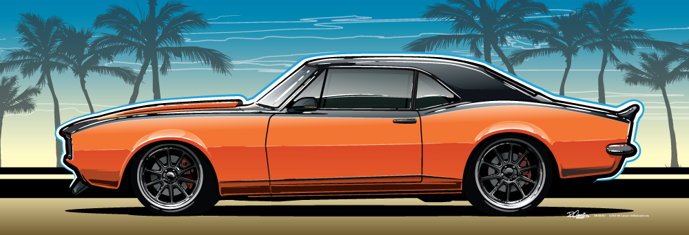 Digital illustration - Coastal Glide – ’67 Camaro