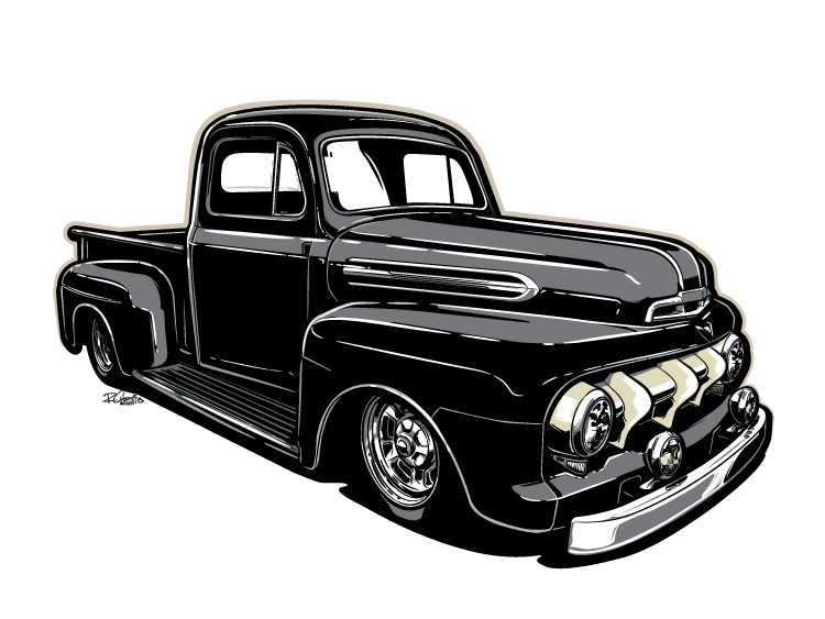 Digital illustration - Midnight Steel – ’51 Ford F1