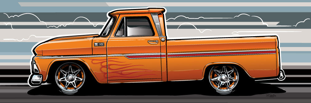Digital illustration -Sunset Runner – ’65 C10