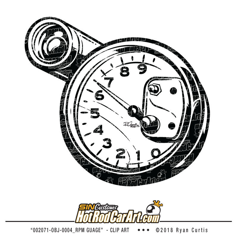 002071-OBJ-0004_RPM Gauge - Clip Art – SIN Customs - HotRodCarArt.com