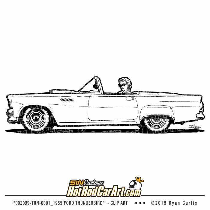 002099-TRN-0001_1955 Ford Thunderbird - Clip Art