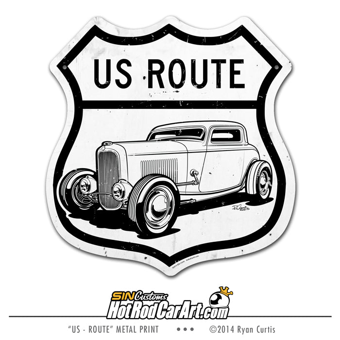 US Route - Metal Street Sign