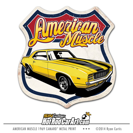 American Muscle 1969 Camaro - Shield - Metal Street Sign