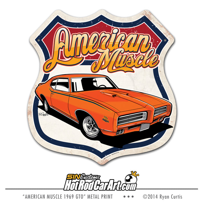 American Muscle - 1969 GTO Metal Sign