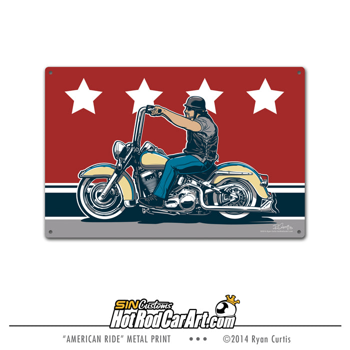 American Ride - Custom Motorcycle Metal Print