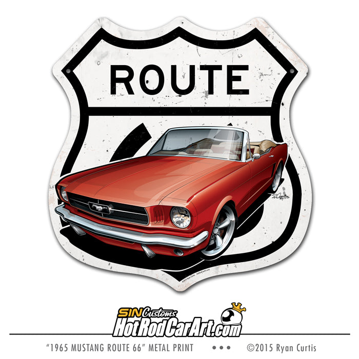 1965 Mustang - Route 66 - Metal Street Sign