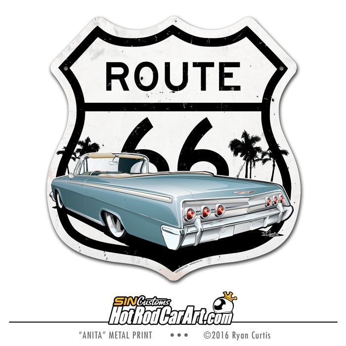 1962 Impala - Route 66 - Metal Street Sign