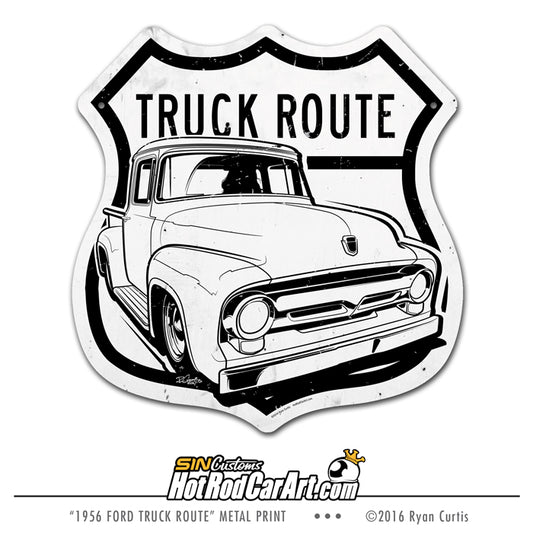 1956 Ford F100 - Truck Route - Metal Street Sign