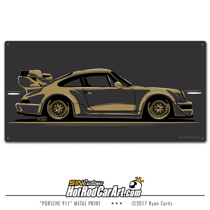 Pinstriped Porsche 911 - Metal Print