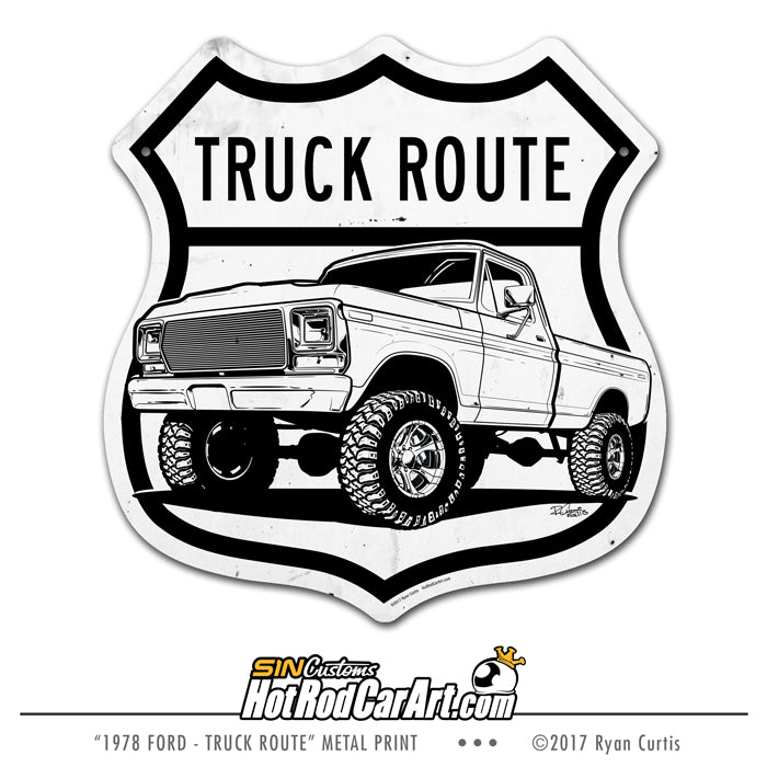 1978 Ford - Truck Route - Metal Street Sign