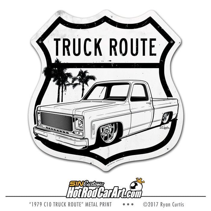 1979 Chevy C10 - Truck Route - Metal Street Sign