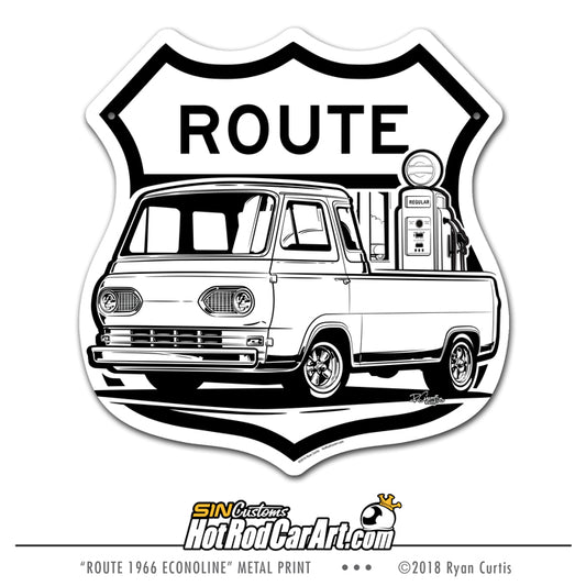 1966 Ford Econoline Pickup - Route - Metal Street Sign