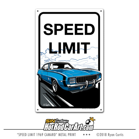 1969 Camaro Speed Limit - Metal Street Sign