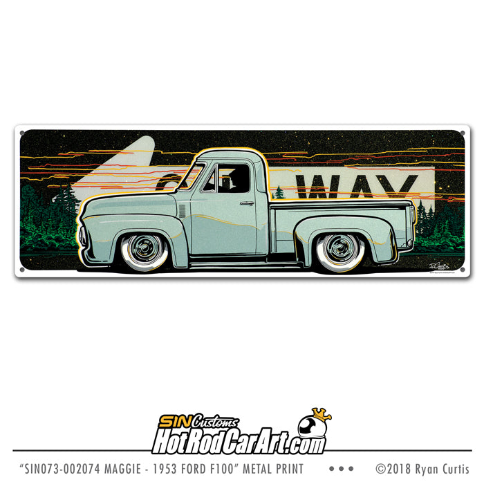 1953 Ford F100 Pickup - One Way Metal Street Sign