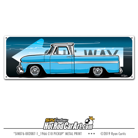 1966 C10 Pickup -- One Way - Metal Street Sign