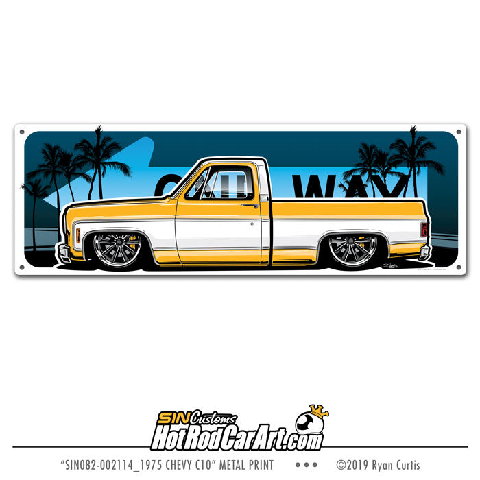 1975 Chevy C10 Pickup -- One Way - Metal Street Sign