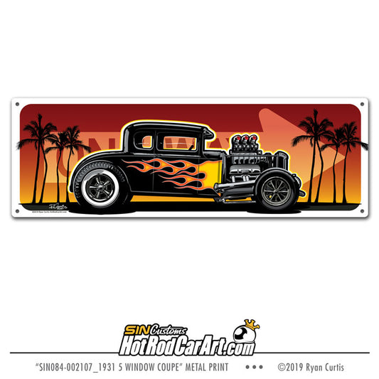 1931 5 Window Coupe -- One Way - Metal Street Sign