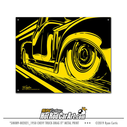 1950 Chevy Truck-Drag It - Metal Print