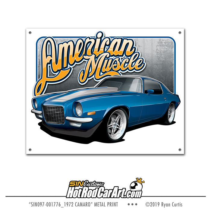 American Muscle 1972 Camaro - Metal Sign Print