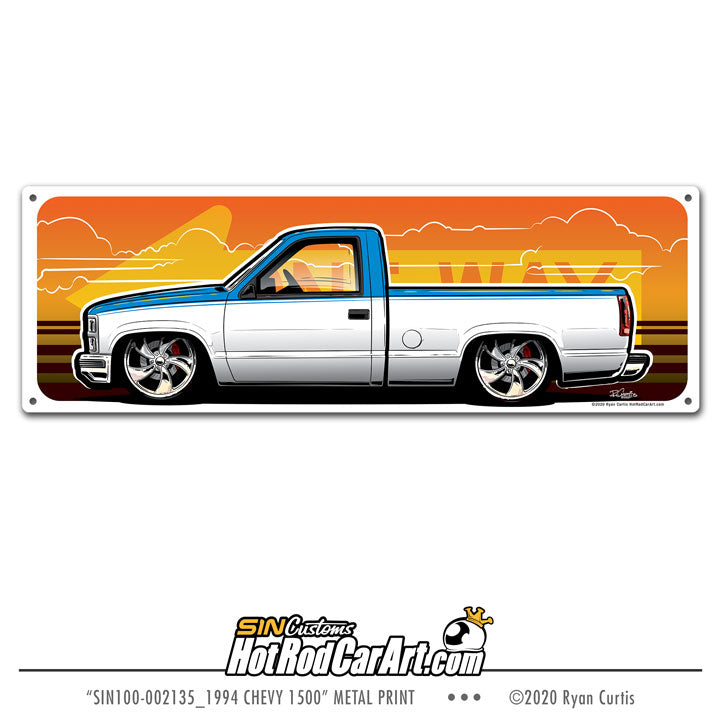 1994 Chevy OBS 1500 Truck -- One Way - Metal Street Sign