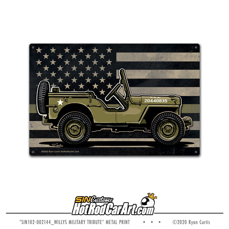 Willys Jeep Military Tribute - Metal Sign Print