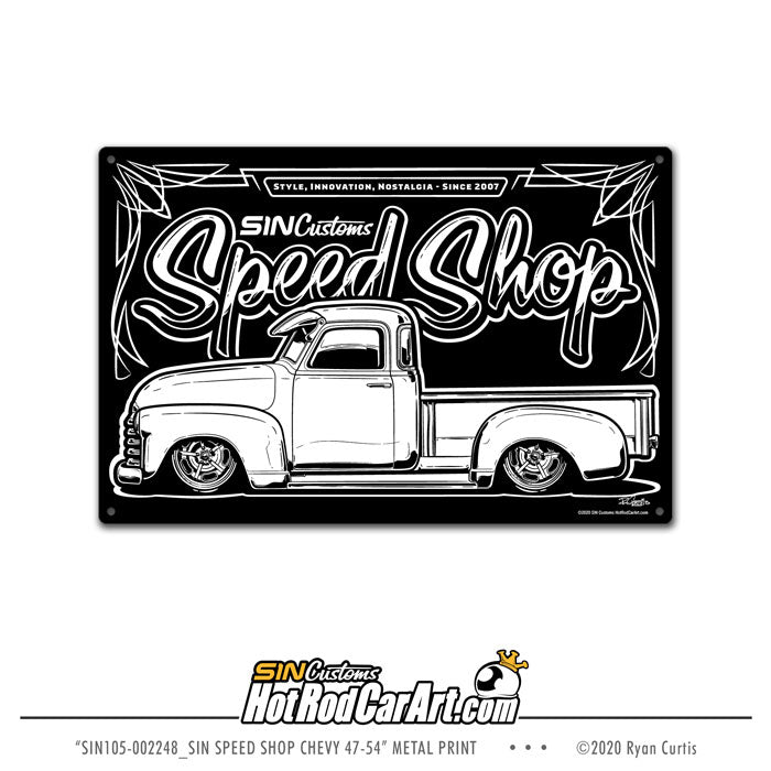 Speed Shop Chevy 47-54 - Metal Print