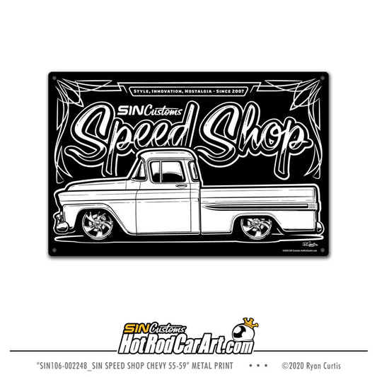 Speed Shop Chevy 55-59 - Metal Sign Print