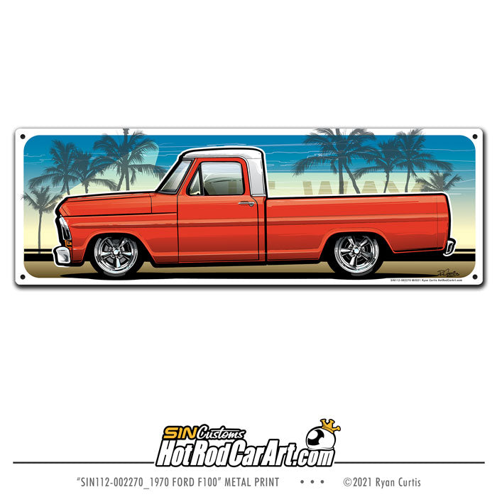 1970 Ford F100 Pickup  -- One Way - Metal Street Sign
