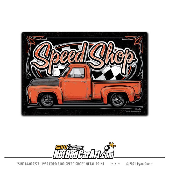1955 Ford F100 Speed Shop - Metal Sign Print