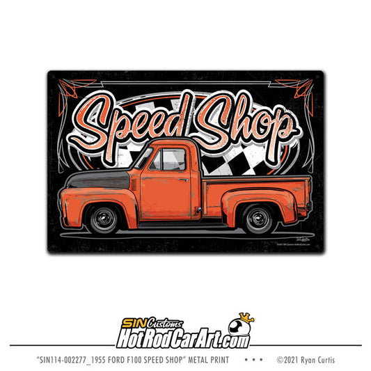 1955 Ford F100 Speed Shop - Metal Sign Print