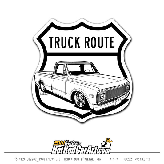 1970 Chevy C10 - Truck Route - Metal Street Sign